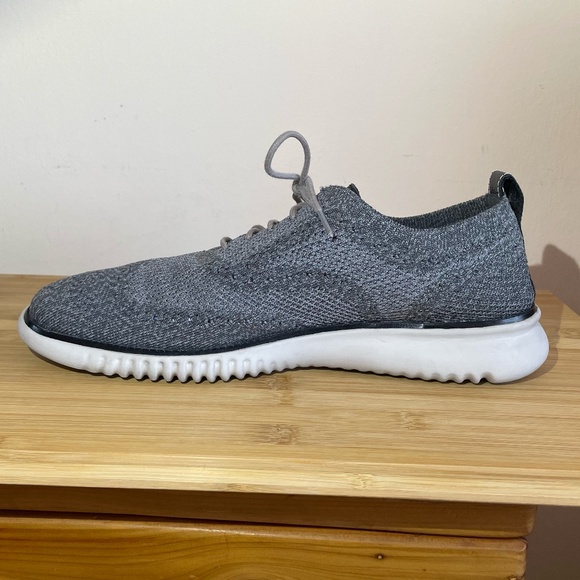 Cole Haan 2.Zerogrand Stitchlite Wingtip Oxfords Grey Knit Lace Up Shoes C27565 - Picture 5 of 10